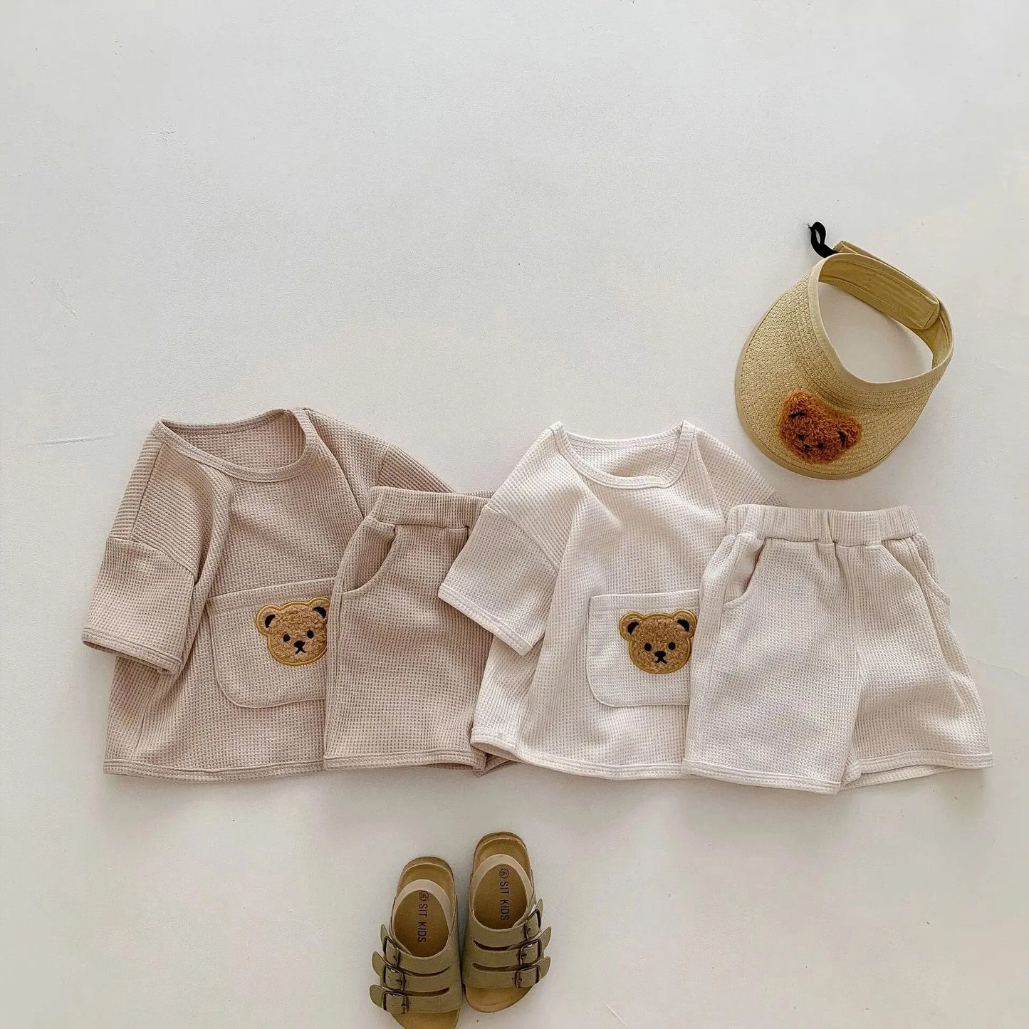 Casual Waffle Bear Tshirt and Shorts