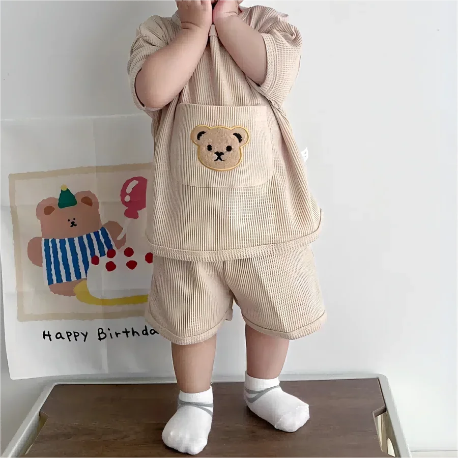 Casual Waffle Bear Tshirt and Shorts