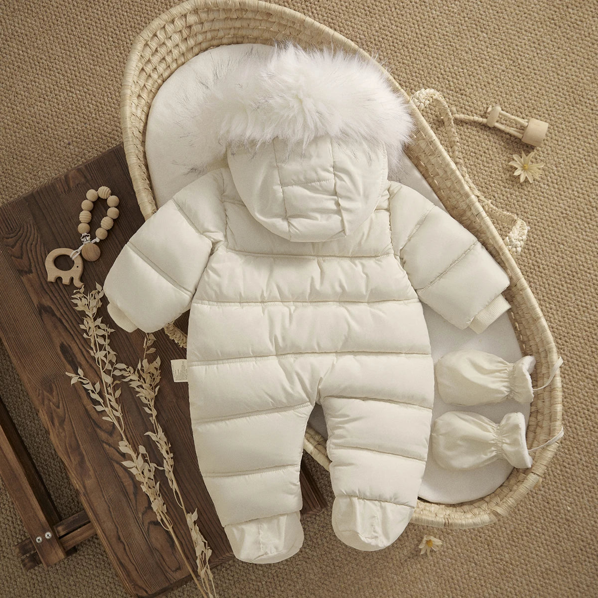 Thick Snowsuit With Faux Fur Hood - More Colours