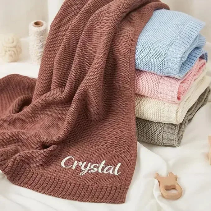 Personalised Knitted Baby Blanket