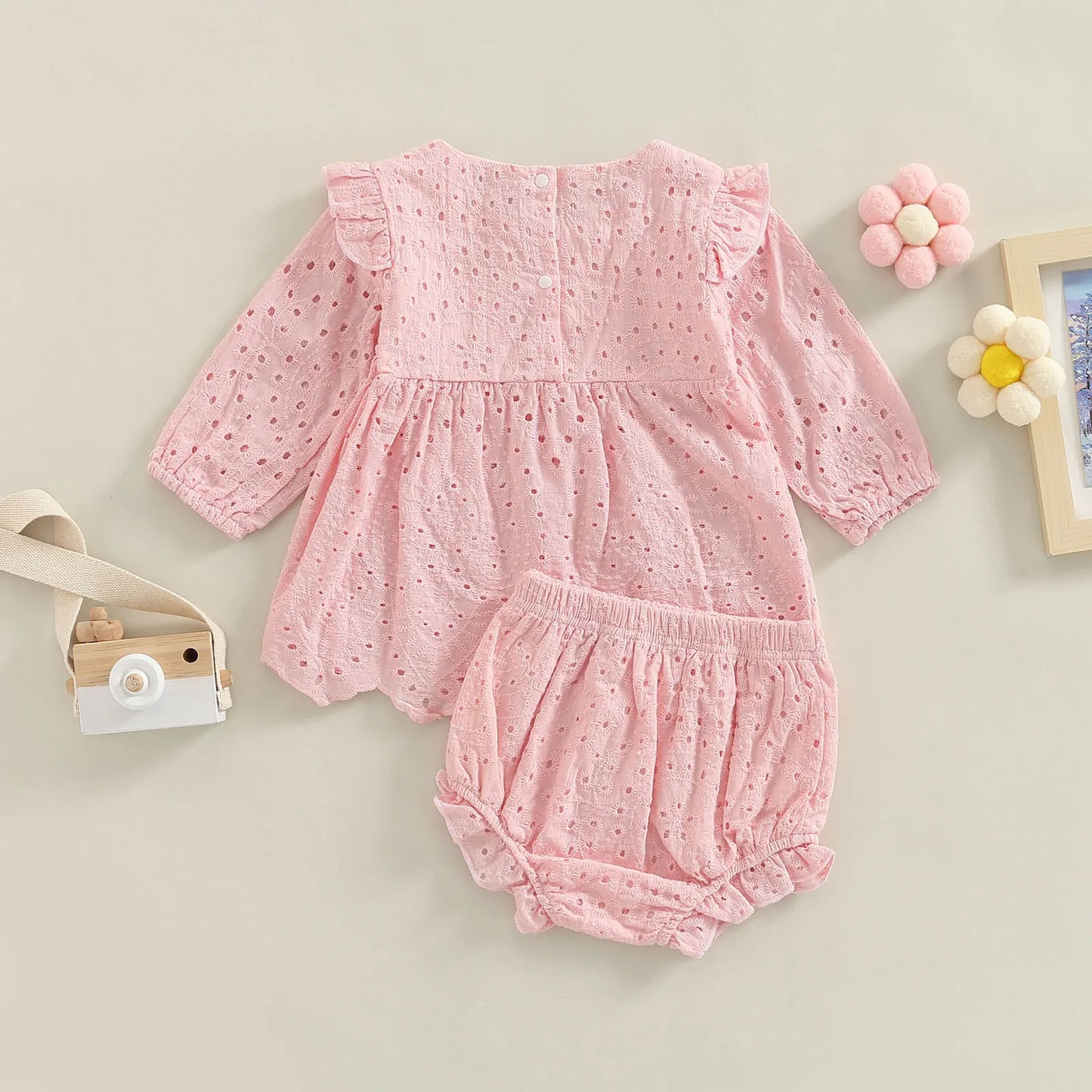 White / Pink Cutout Romper & Pants