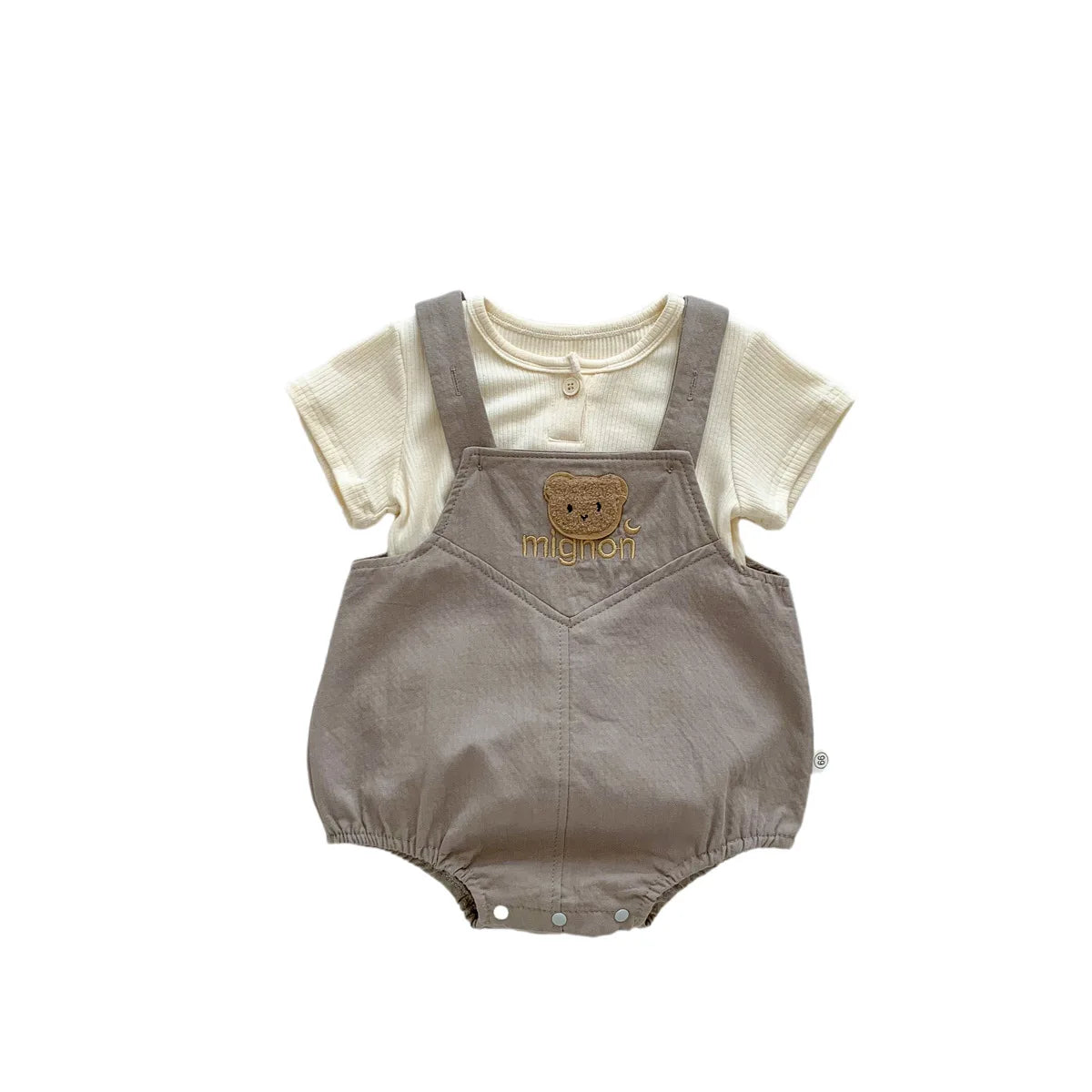 Short Sleeve Solid Colour T-shirt & Bear Bodysuits
