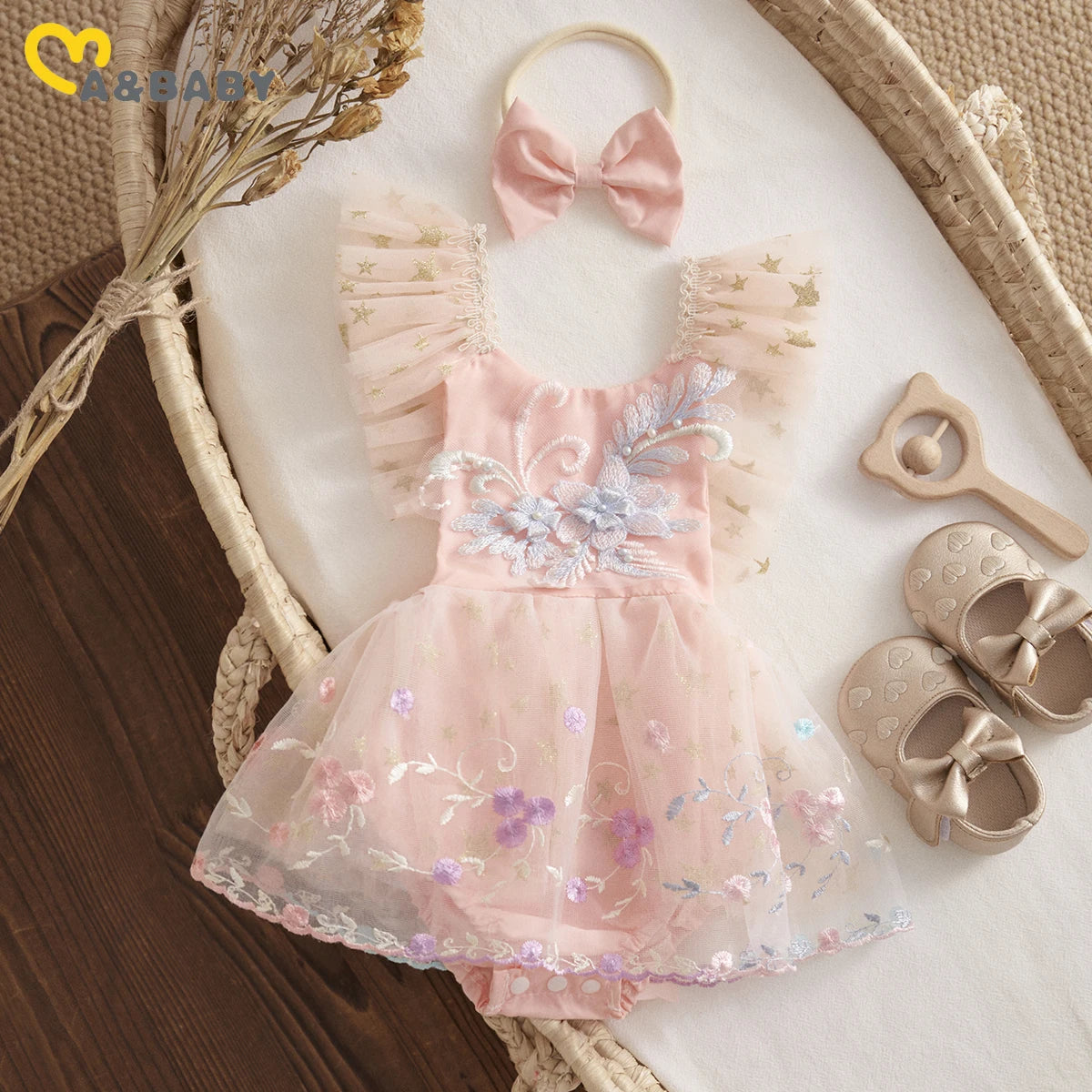 Princess Lace Floral Romper & Headband