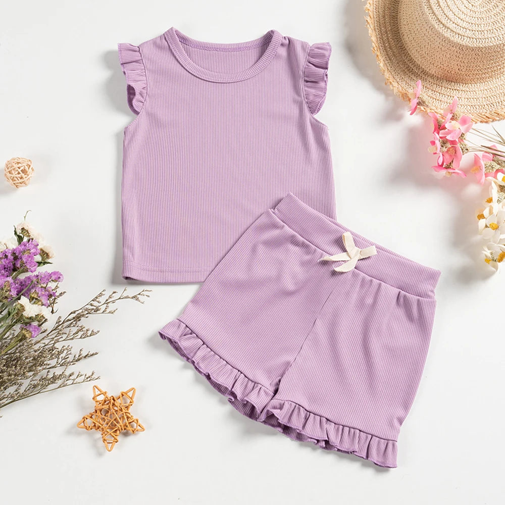 T-shirt & Ruffle Shorts Set