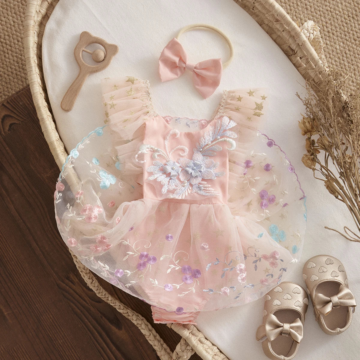 Princess Lace Floral Romper & Headband