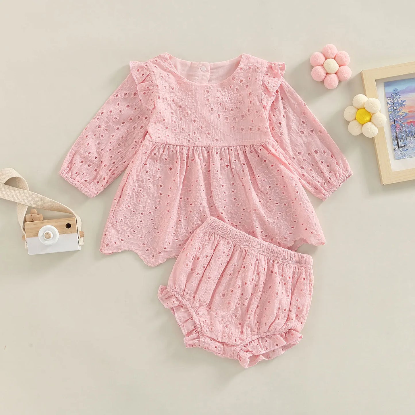 White / Pink Cutout Romper & Pants