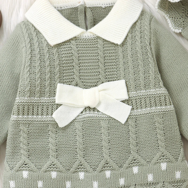 Knitted All in One With Matching Bonnet - 3 Colours Available