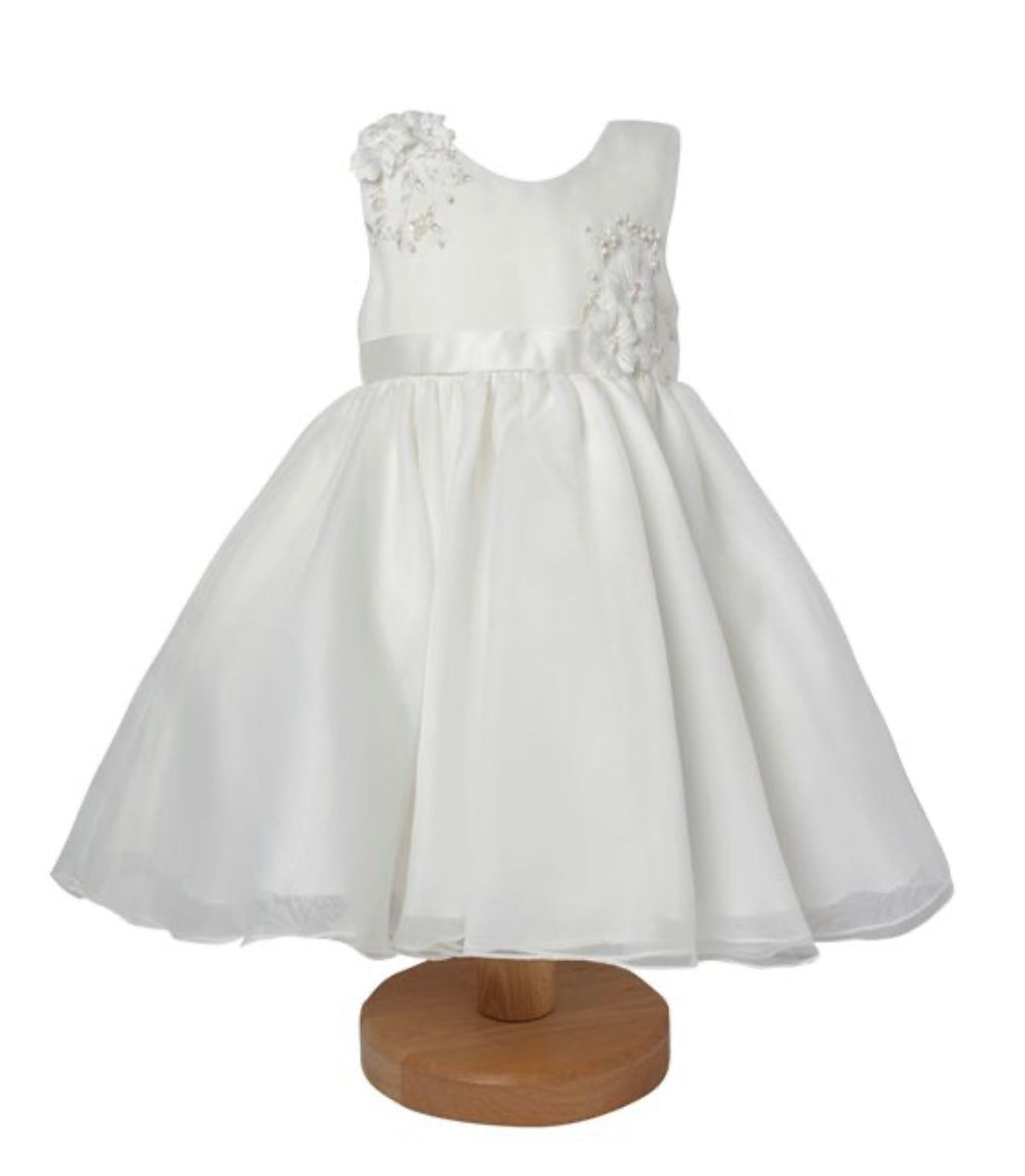 “Elise” Baby Dress - White / Ivory / Baby Pink