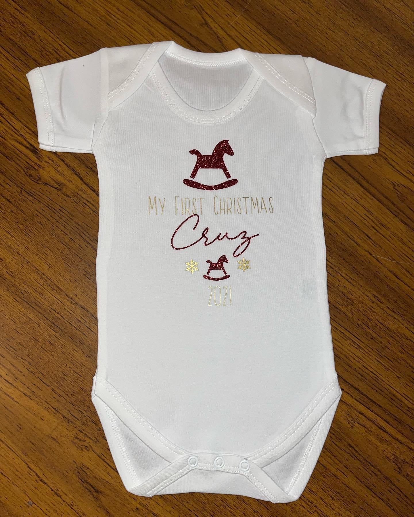 My First Christmas Vest / Sleepsuit - Rocking Horse