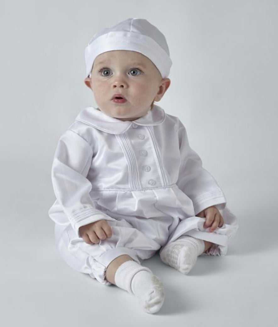“Michael” Christening Suit - White / Ivory