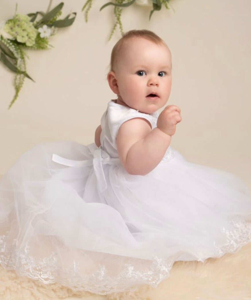 “Khloe” Baby Dress - White / Ivory / Blush