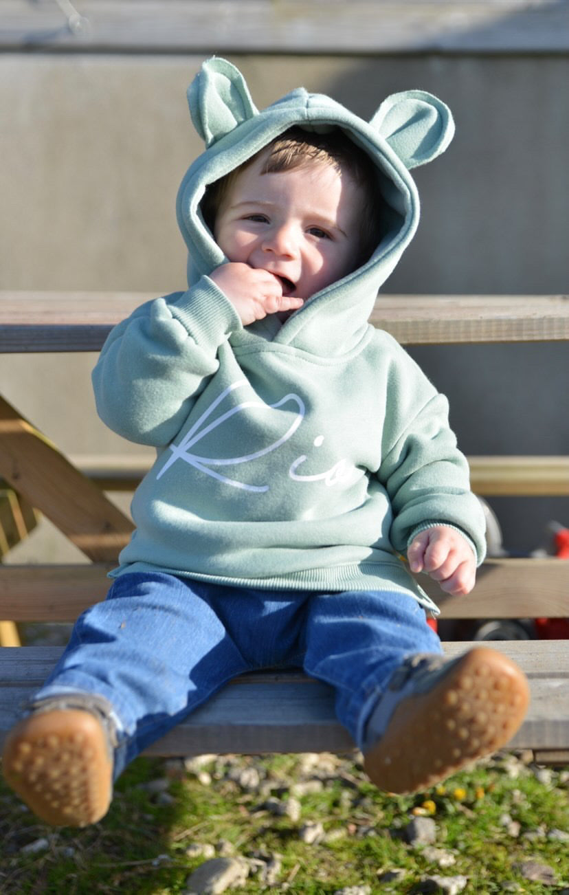 Kids and Adults Bear Hoody - Sage