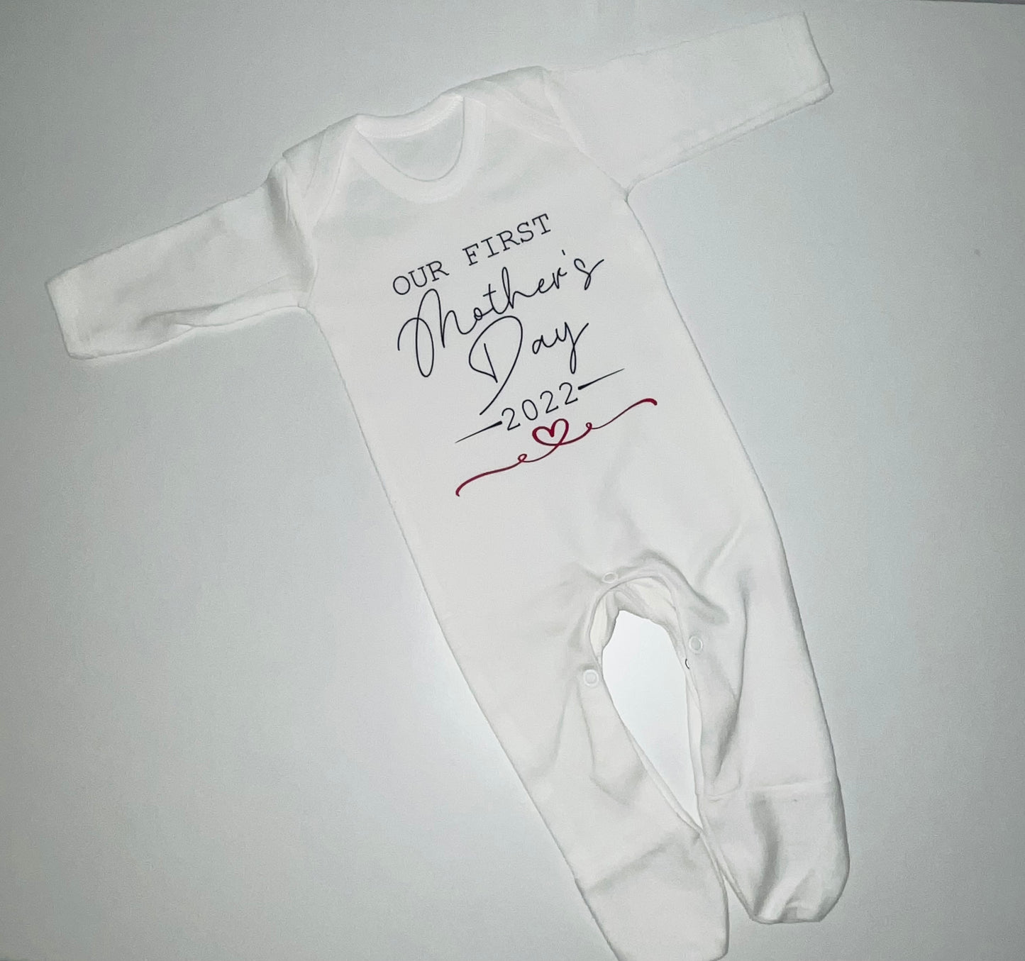 Our First Mothers Day Sleepsuit - Black & Red Design
