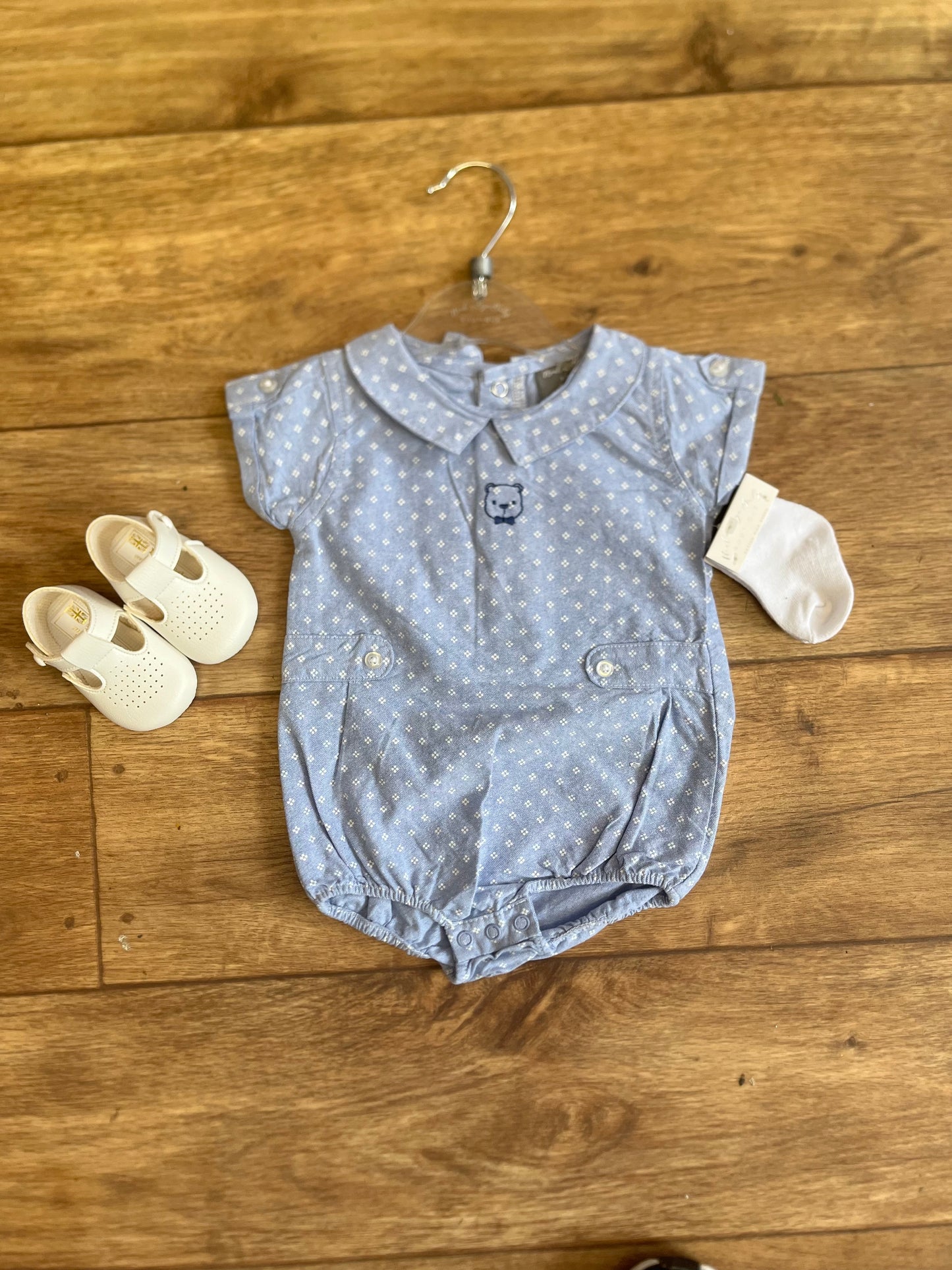 Blue Teddy Romper with Socks
