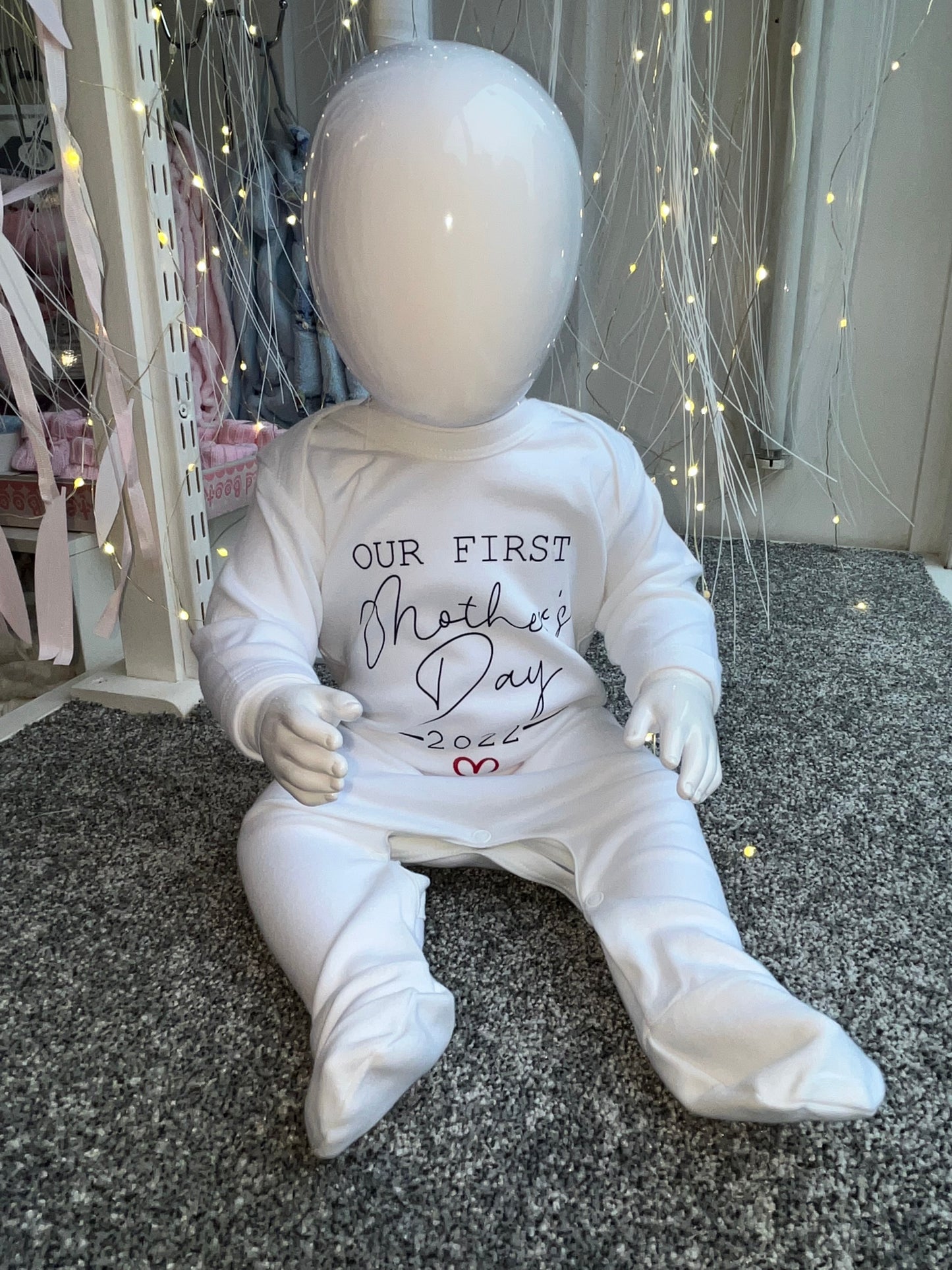 Our First Mothers Day Sleepsuit - Black & Red Design