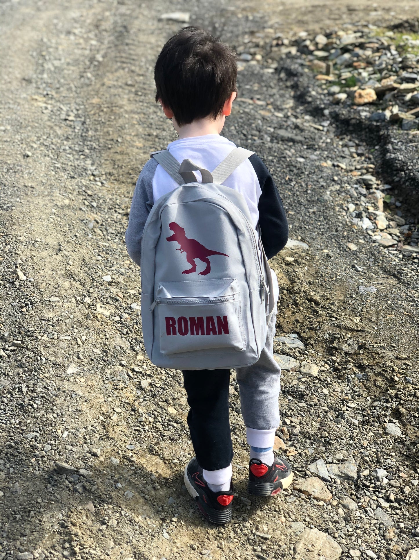 Grey Mini Backpack - Dinosaur
