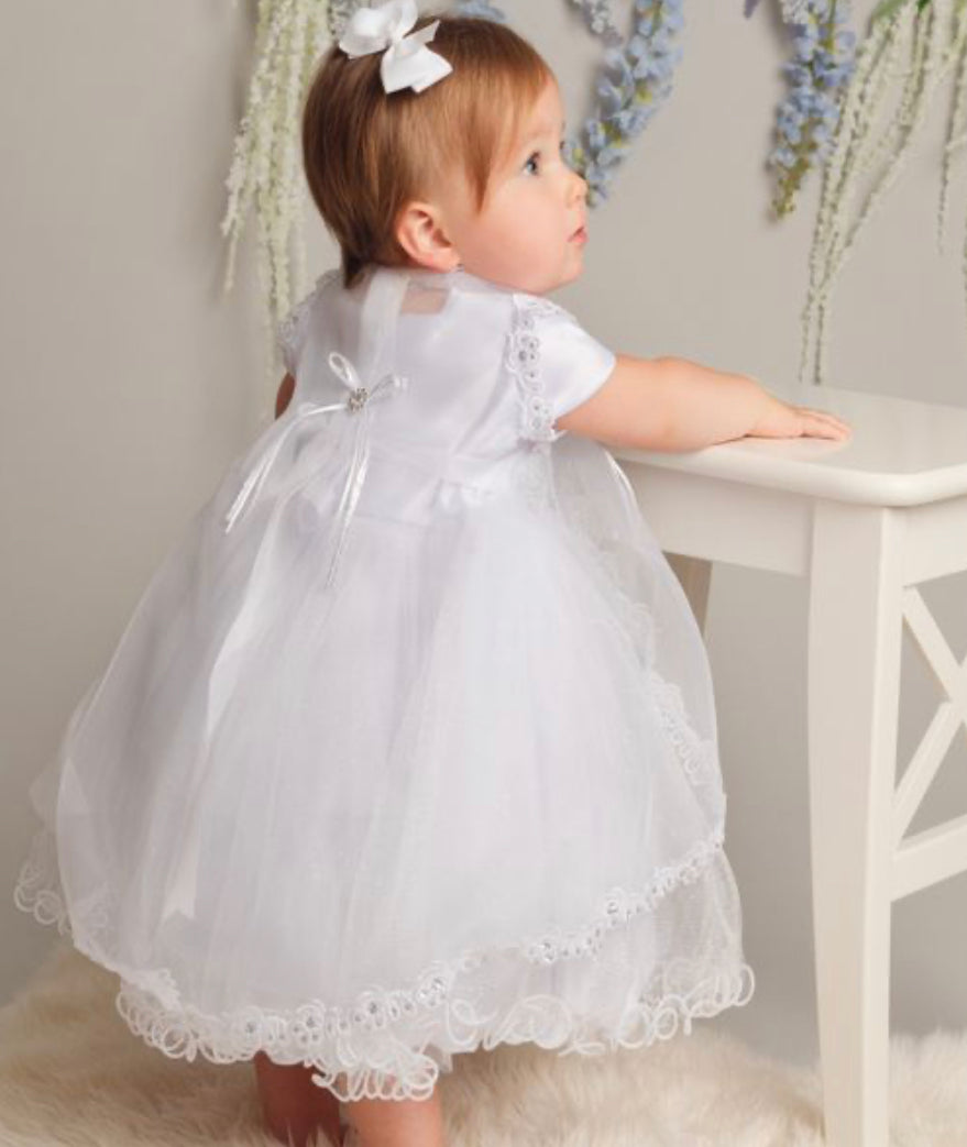 Christening Gown with Flower Band, Jacket & Hat