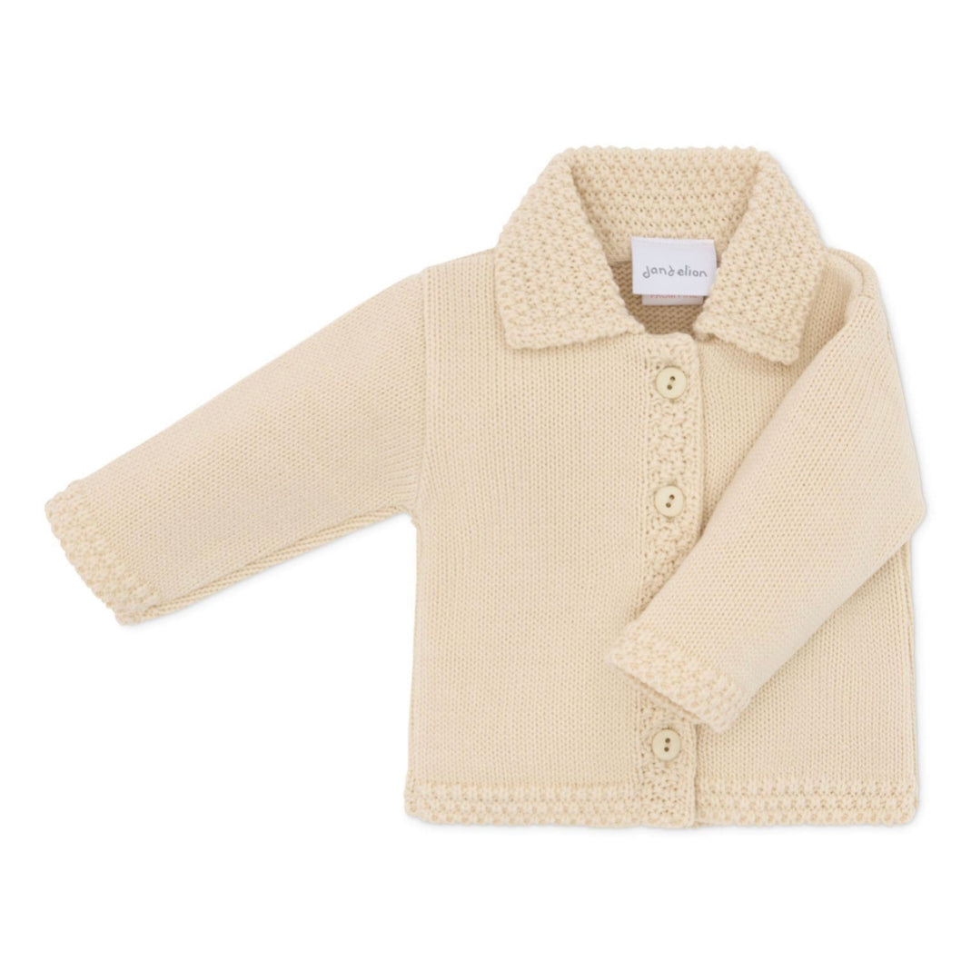 Beige Button Up Cardigan with Collar