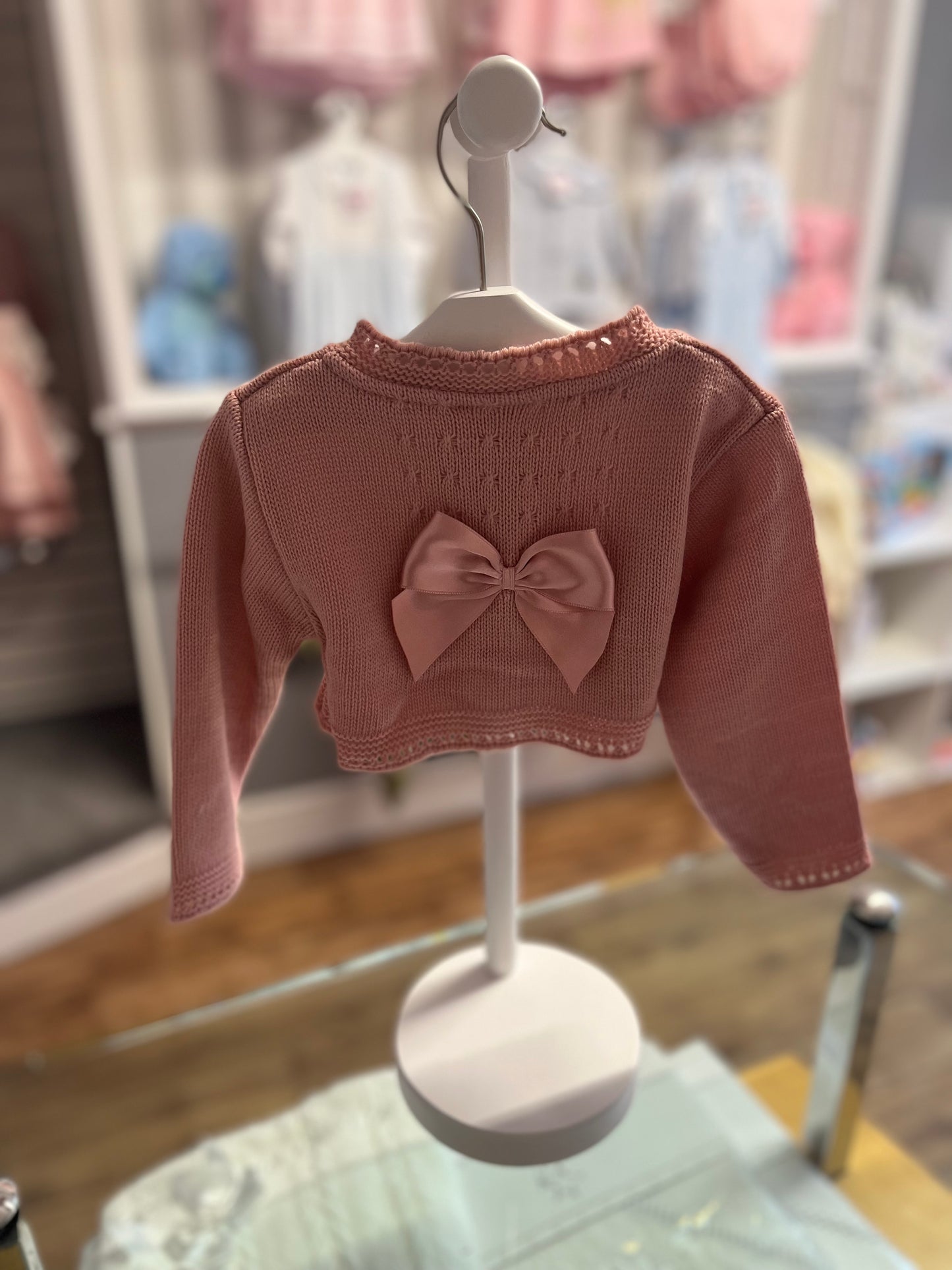 Dusky Pink Bow Back Balero Cardigan