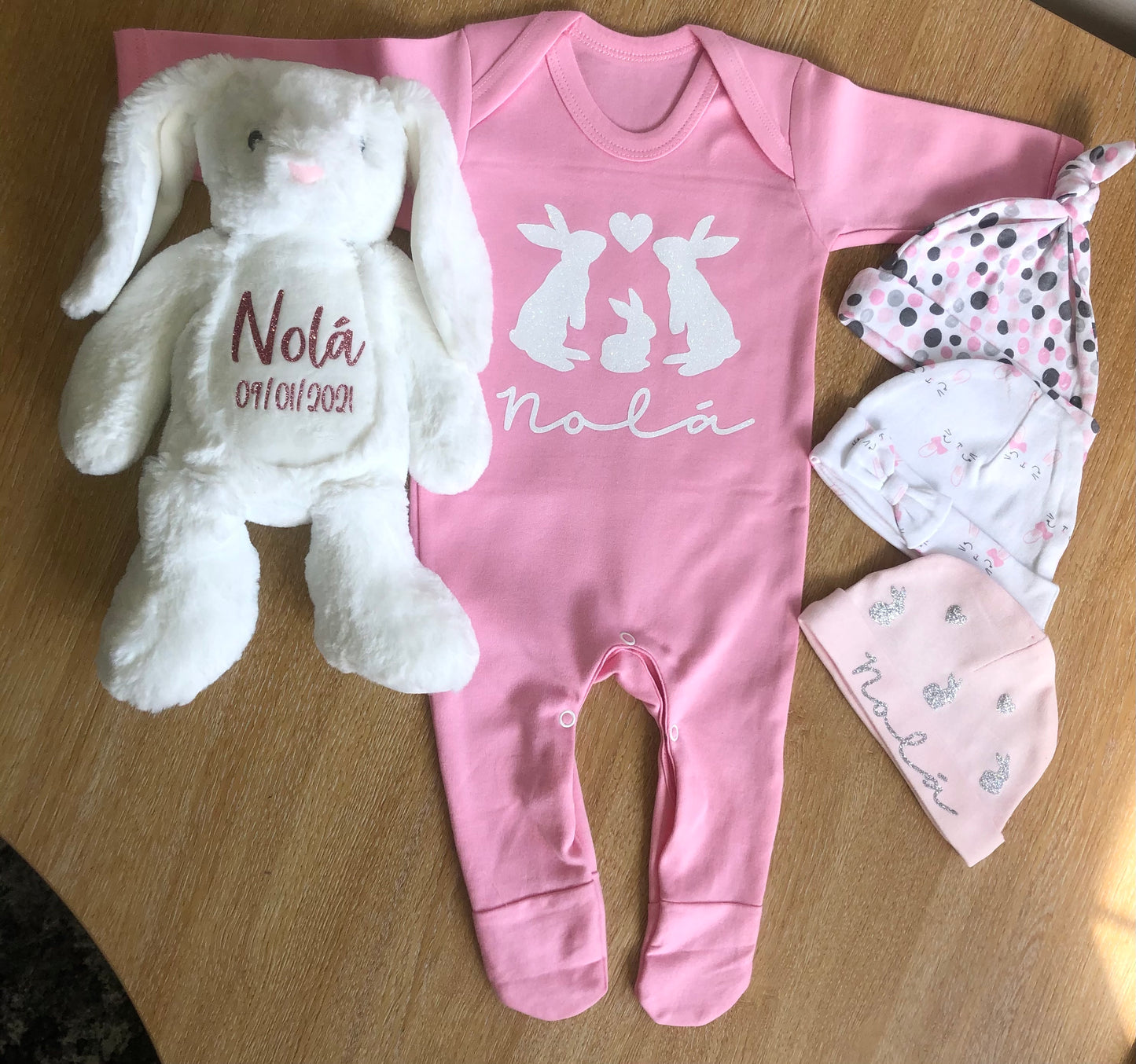 Pink Bunny Baby Sleepsuit