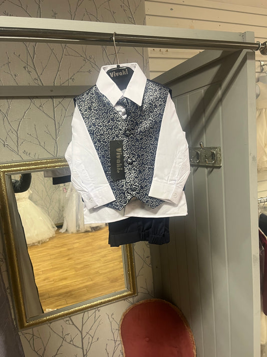 Navy & Silver Suit - 12-18 Months