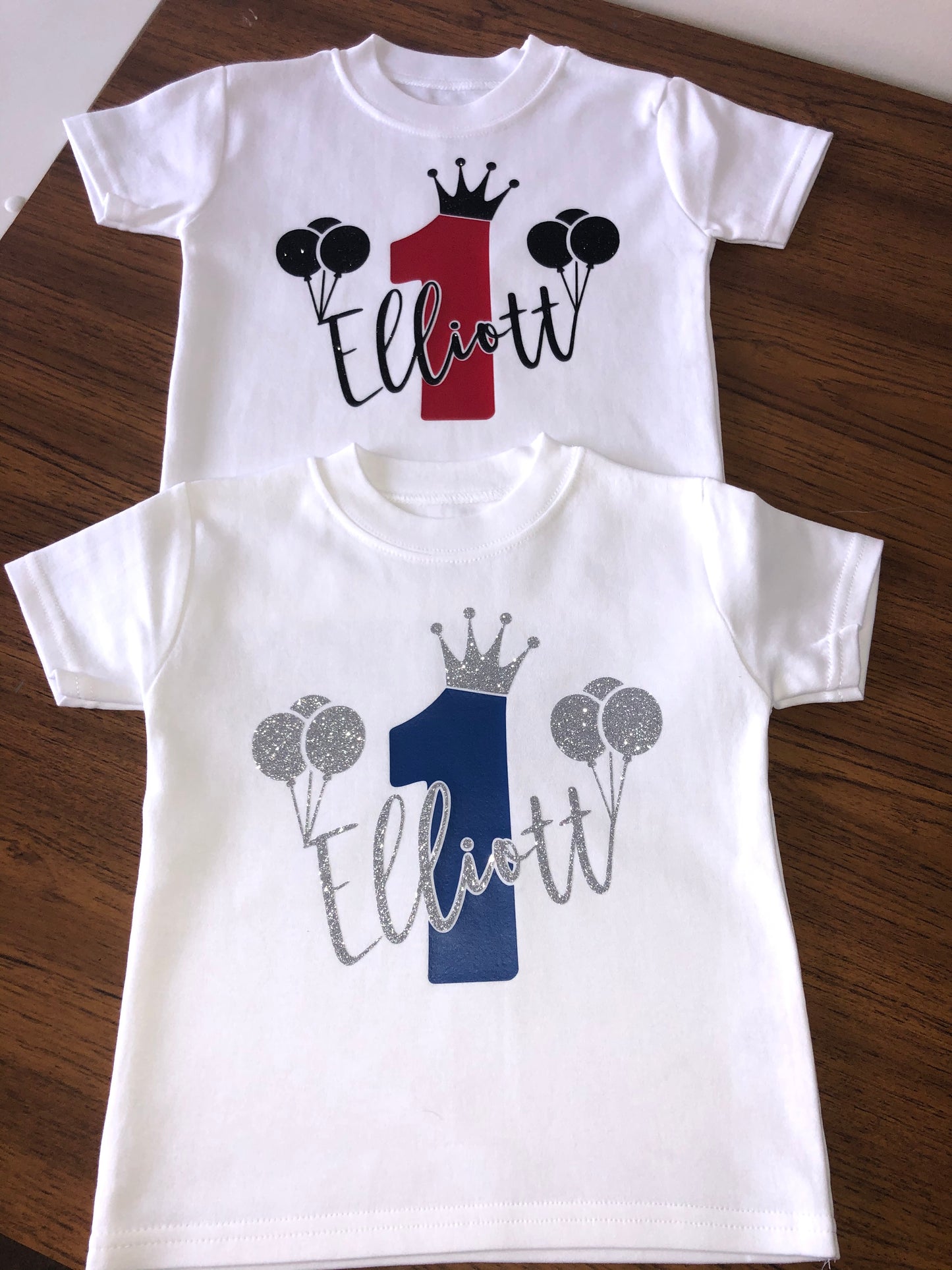 Birthday Tshirt with Name and Balloons - CHOOSE YOUR PRINT COLOURS