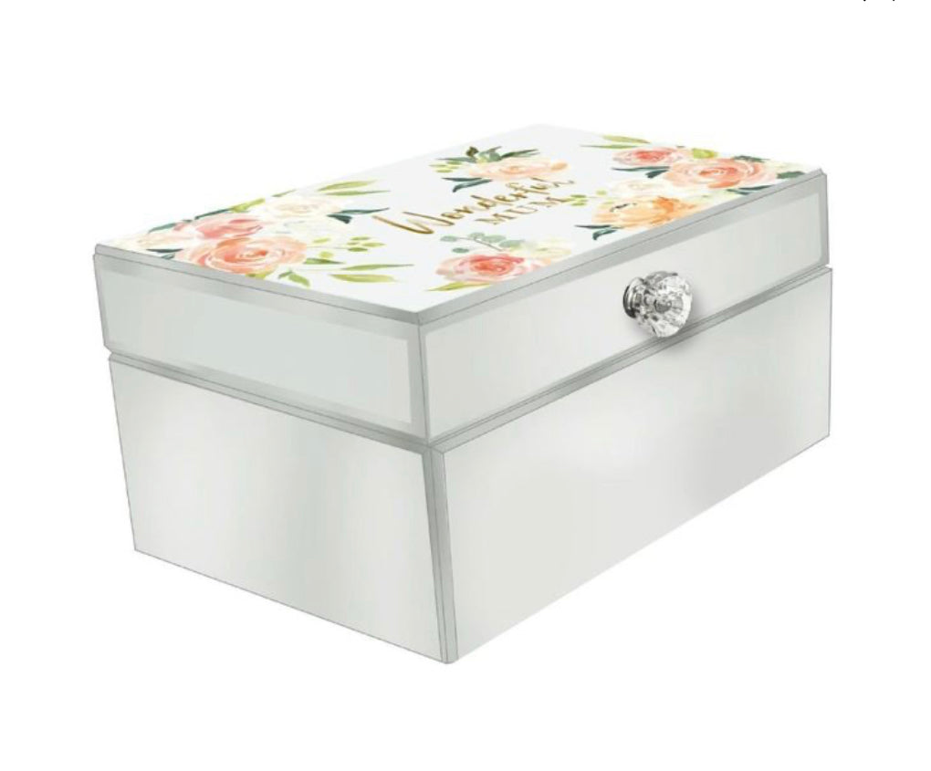 Peaches & Cream Large Glass Trinket Box - Mum