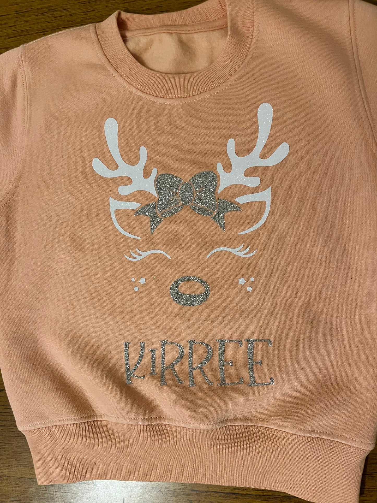 Children’s Dusky Pink Glitter Reindeer Sweatshirt