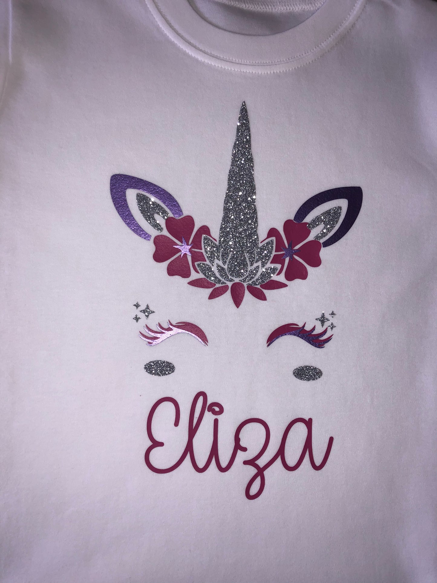 Unicorn Birthday Tshirt - Pinks and Purples