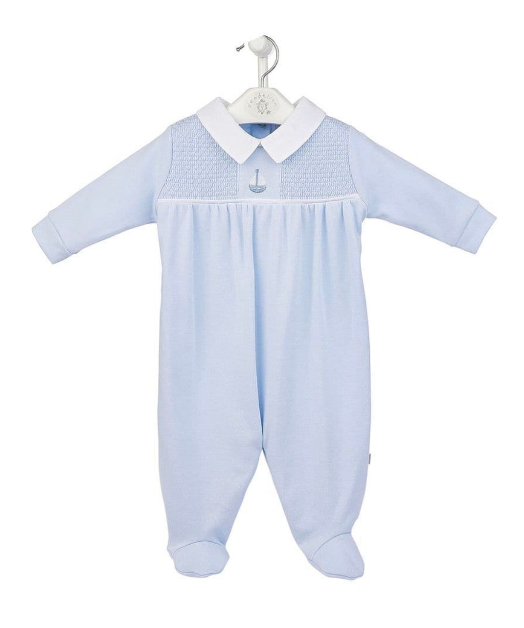 Blue Smocked “Boat” Sleepsuit