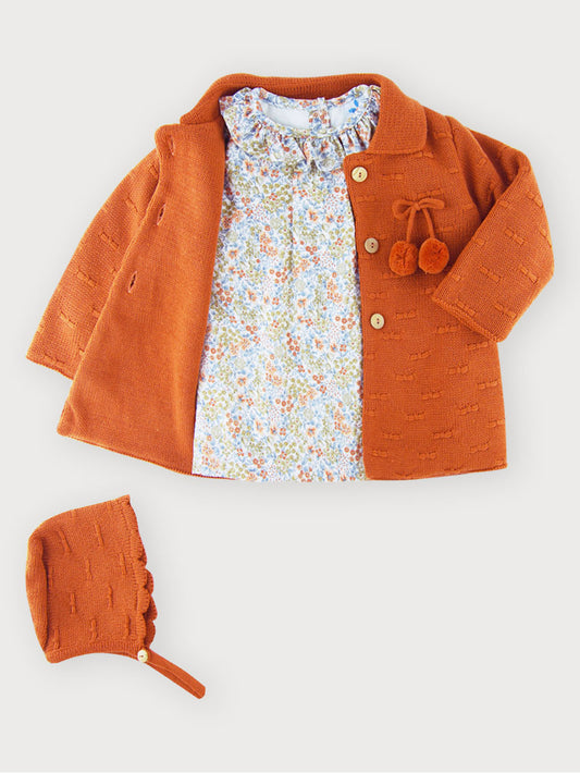 Copper Knit Jacket, Bonnet and Dress