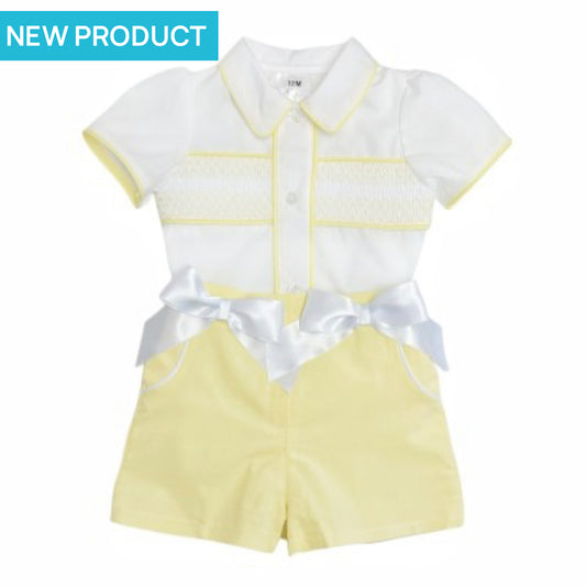 BABY GIRL YELLOW COTTON SHORTS WITH BLOUSE