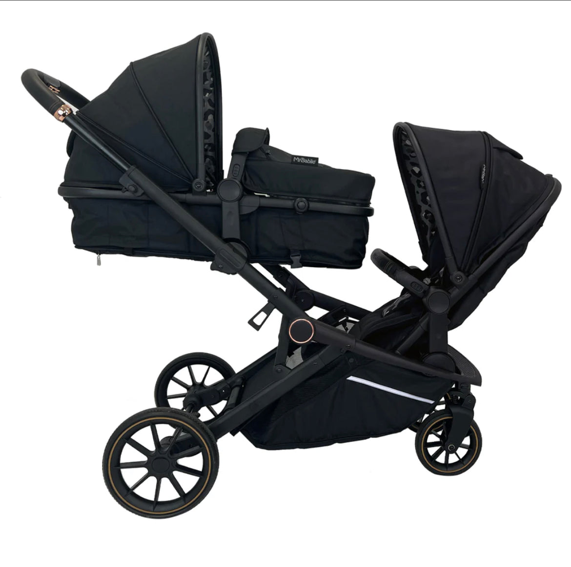 MB33 Dani Dyer Black Leopard Tandem Pushchair