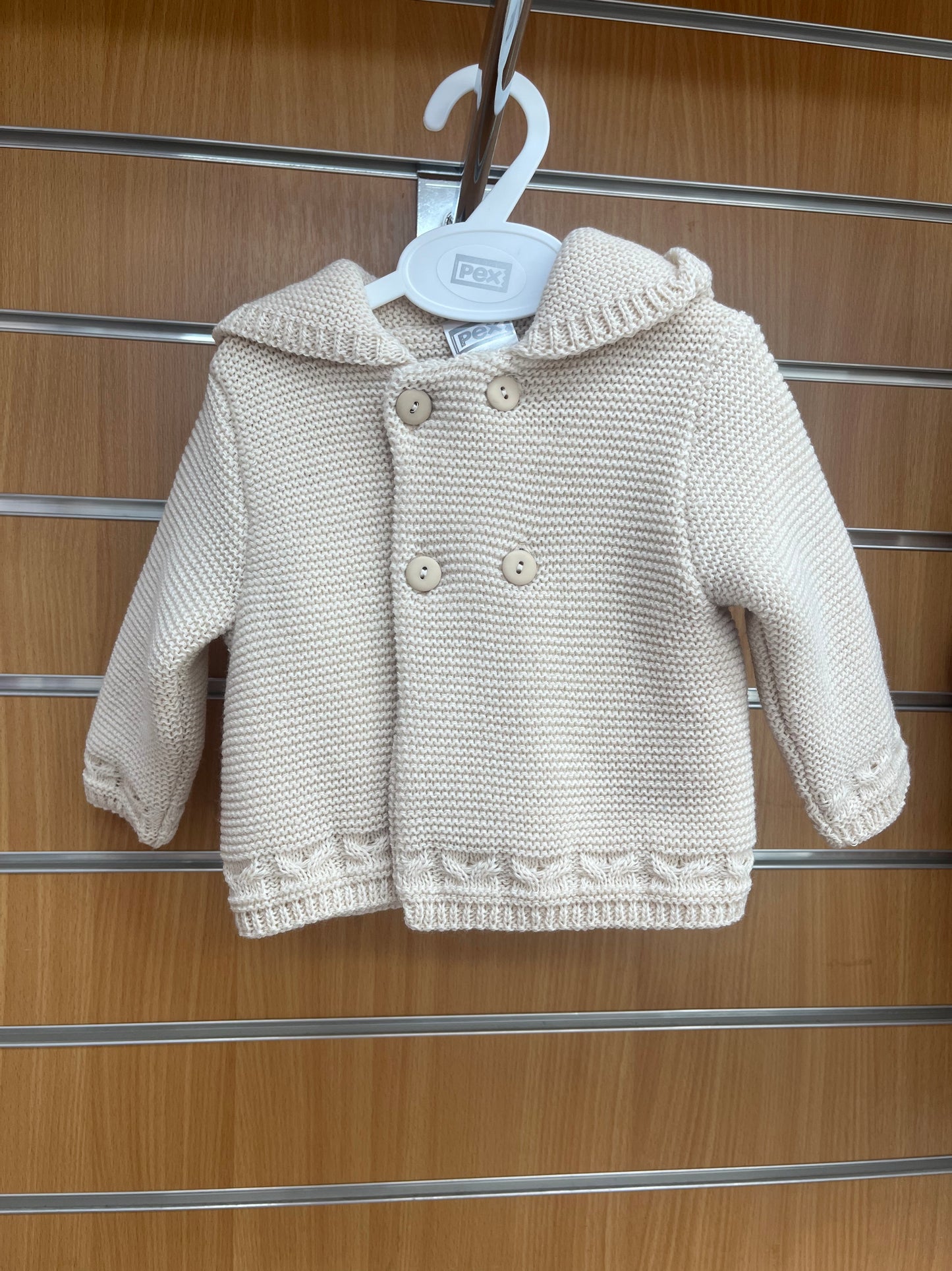 Cream knitted pram coat