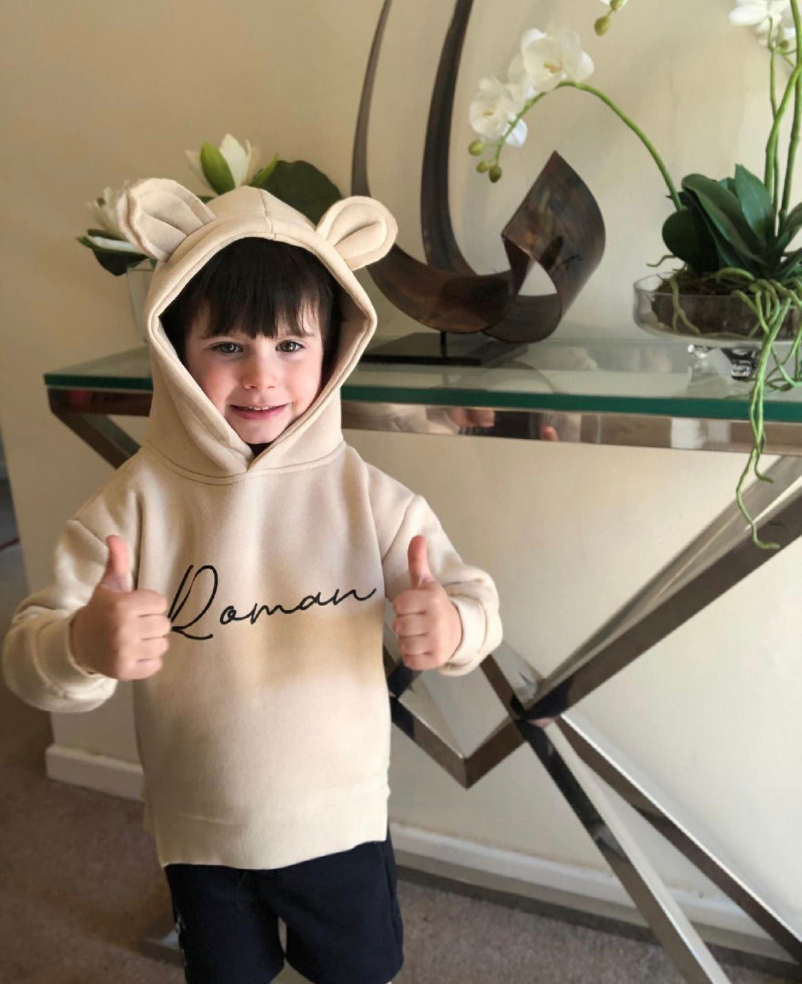 Kids and Adults Bear Hoody - Beige