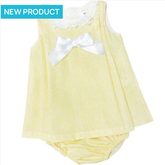 BABY GIRL YELLOW FLORAL COTTON DRESS WITH PANTS