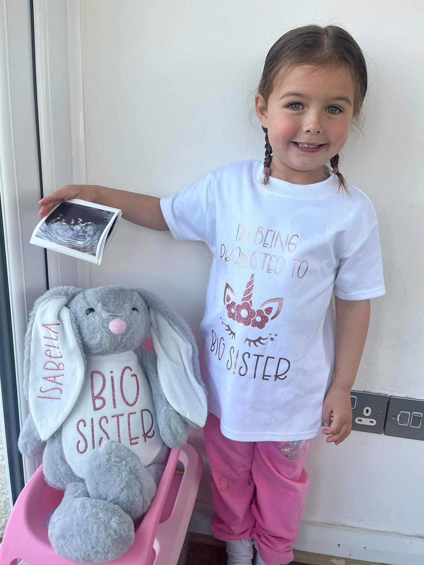 Rose Gold Unicorn “Promoted to Big Sister” Tshirt