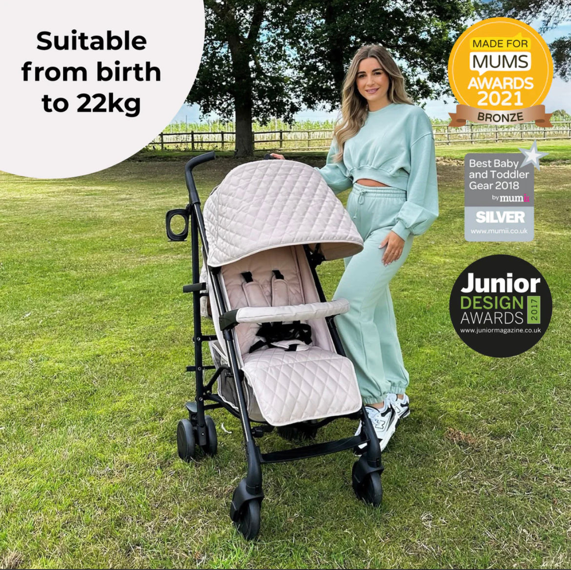 MB51 Billie Faiers Quilted Sand Lightweight Stroller