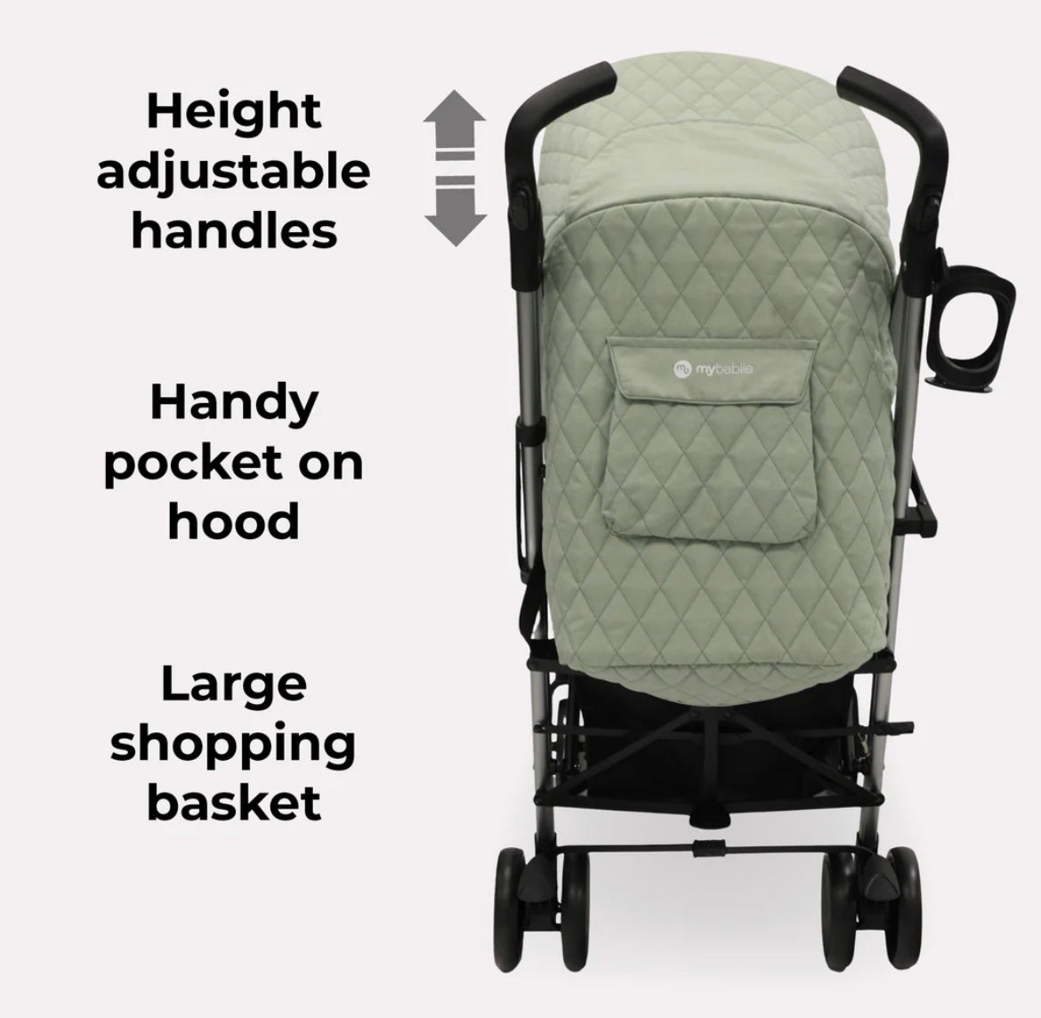 MB51 Billie Faiers Quilted Sage Green Lightweight Stroller