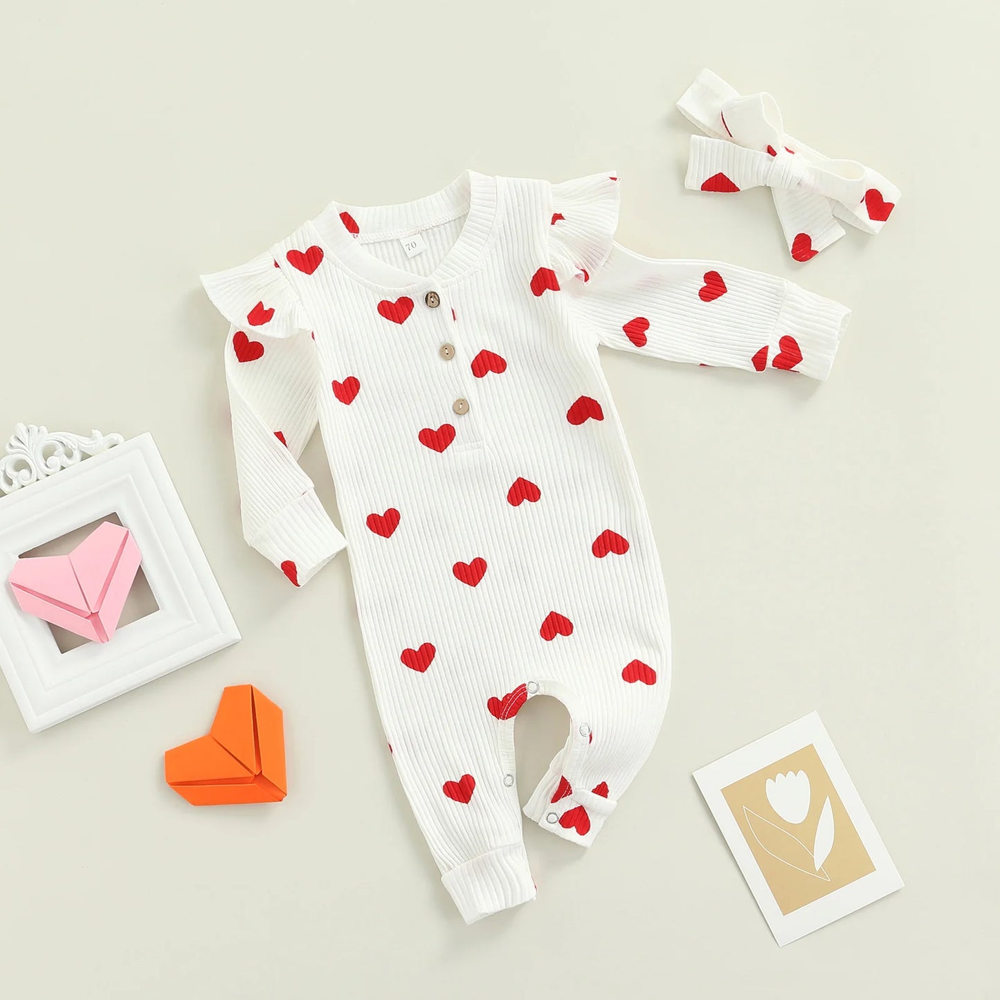 Heart Print All-In-One with Matching Headband