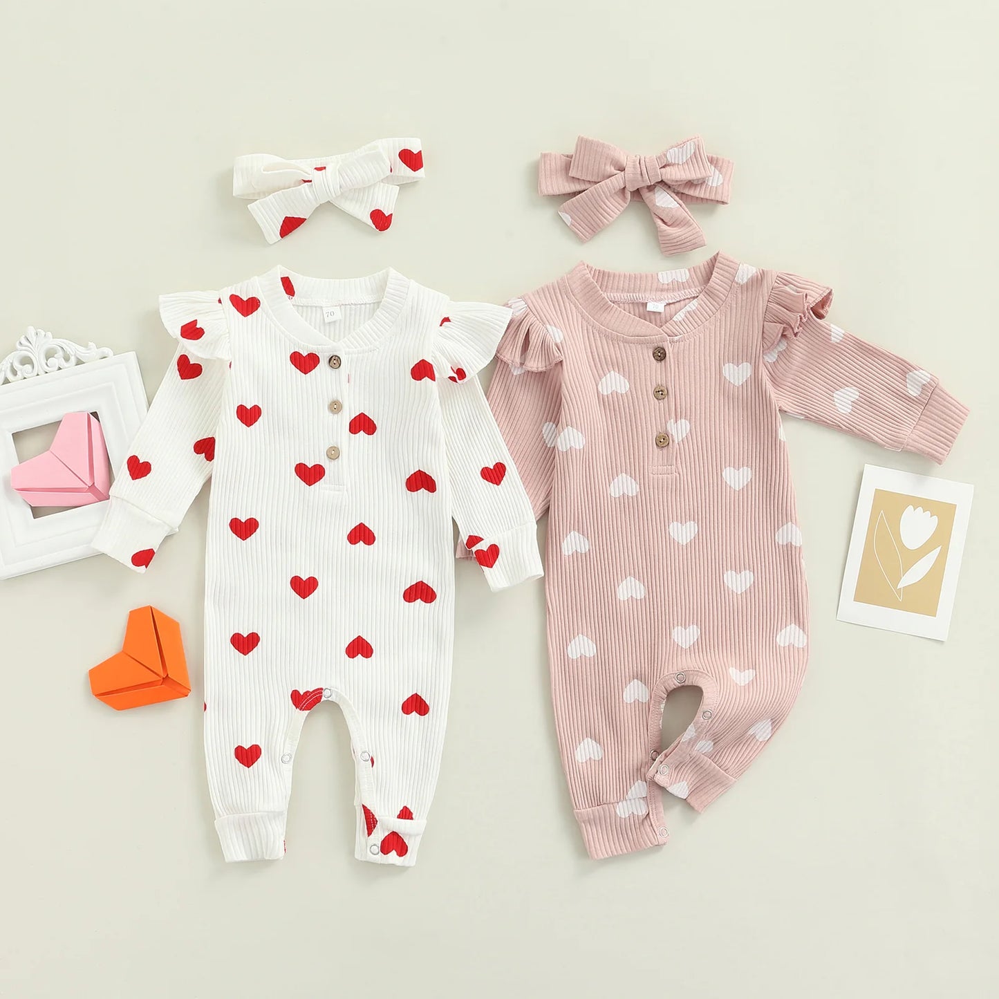 Heart Print All-In-One with Matching Headband