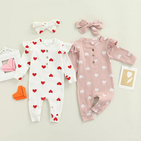 Heart Print All-In-One with Matching Headband