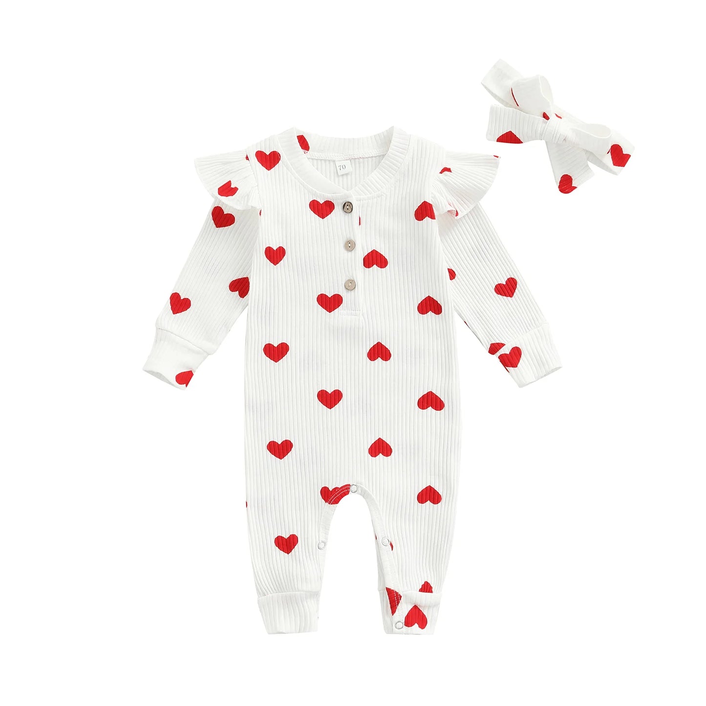 Heart Print All-In-One with Matching Headband