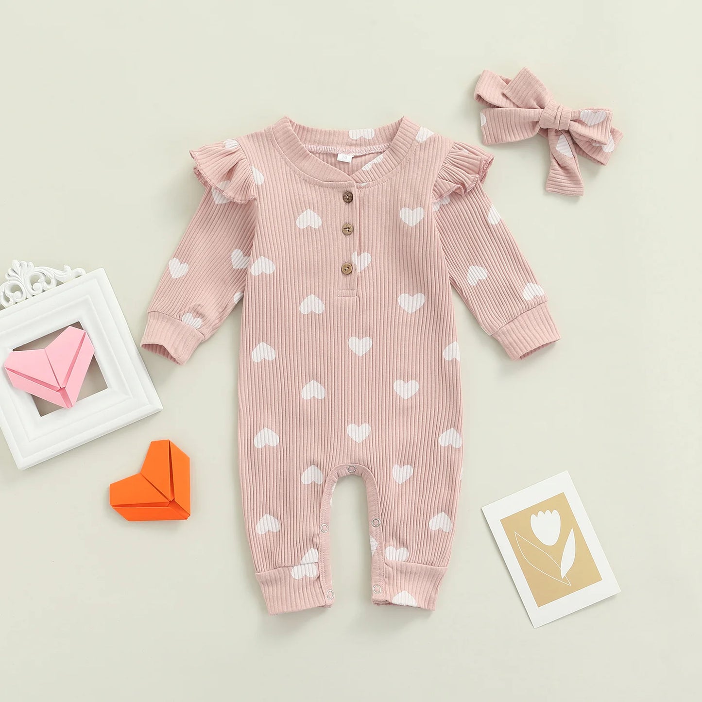 Heart Print All-In-One with Matching Headband