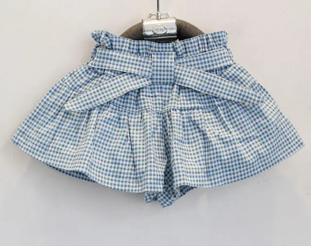 Blue Gingham Shorts & Tshirt