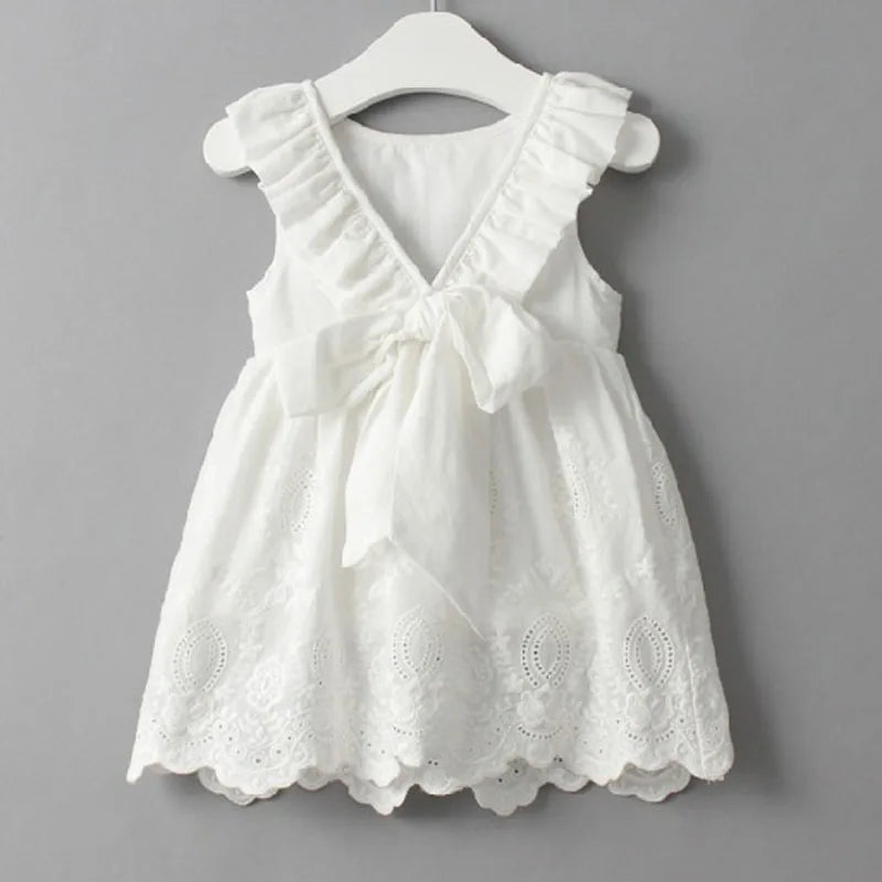 White Ruffle Girls Dress