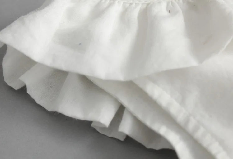 White Ruffle Girls Dress