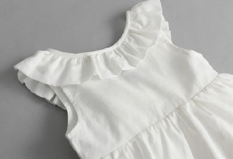 White Ruffle Girls Dress