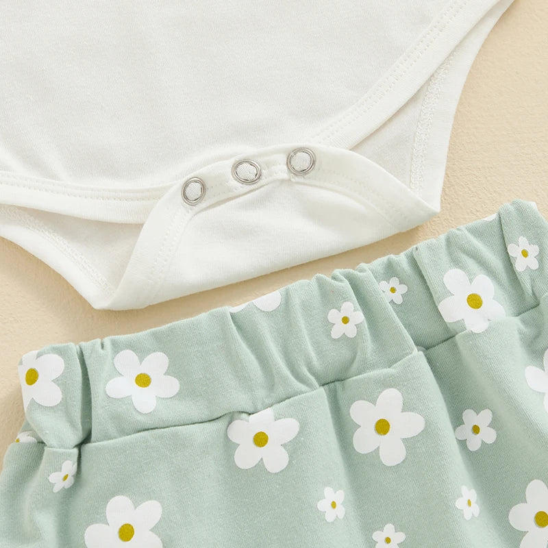 Daddy’s Girl Short Sleeve Flower Ruffle Shorts & Headband Set
