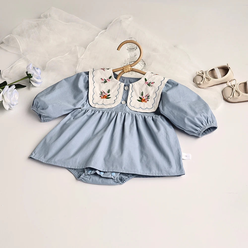 Long Sleeve Baby Romper with Collar